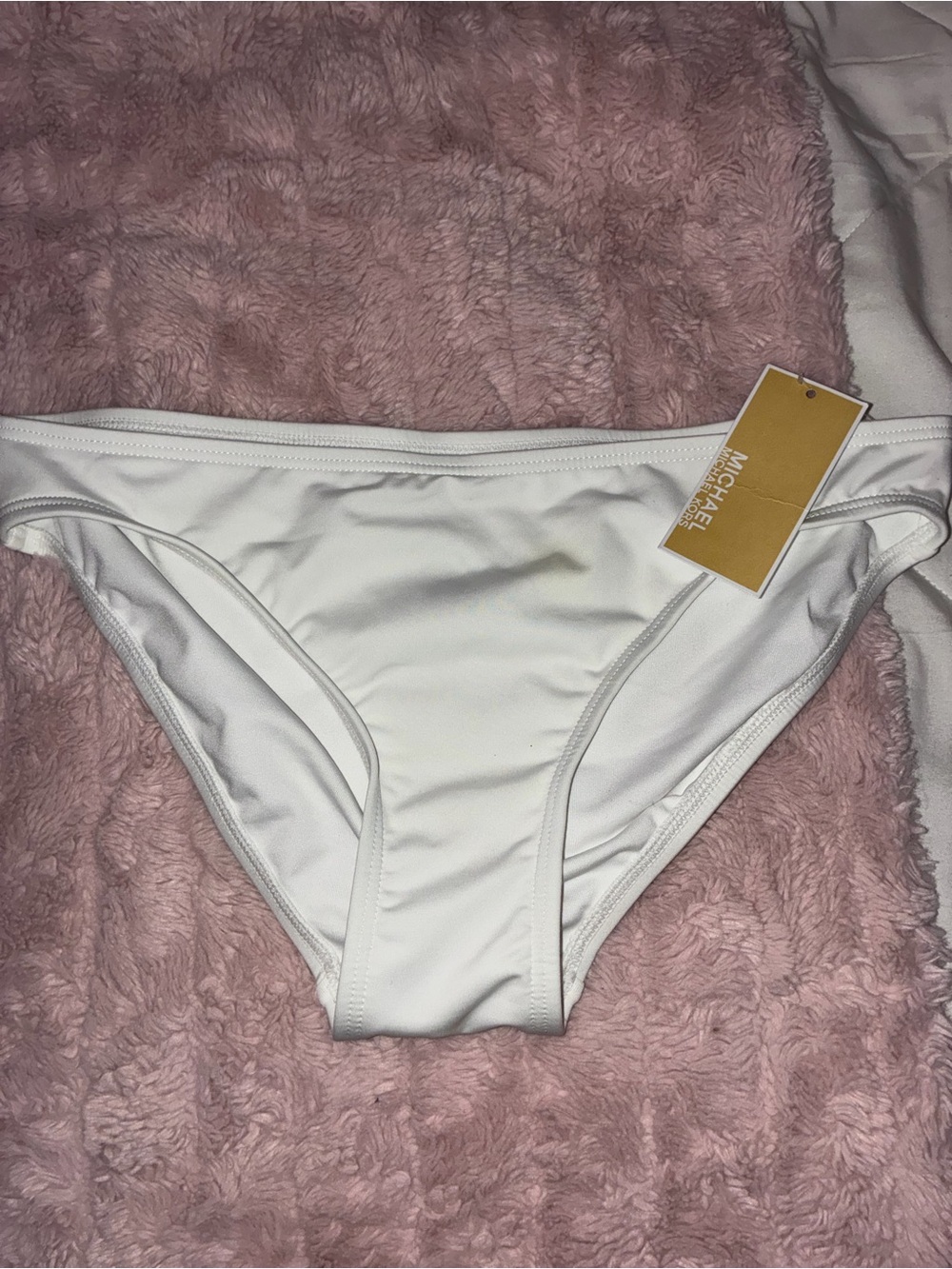 Michael Kors White Classic Bikini Bottom with Gold Tag